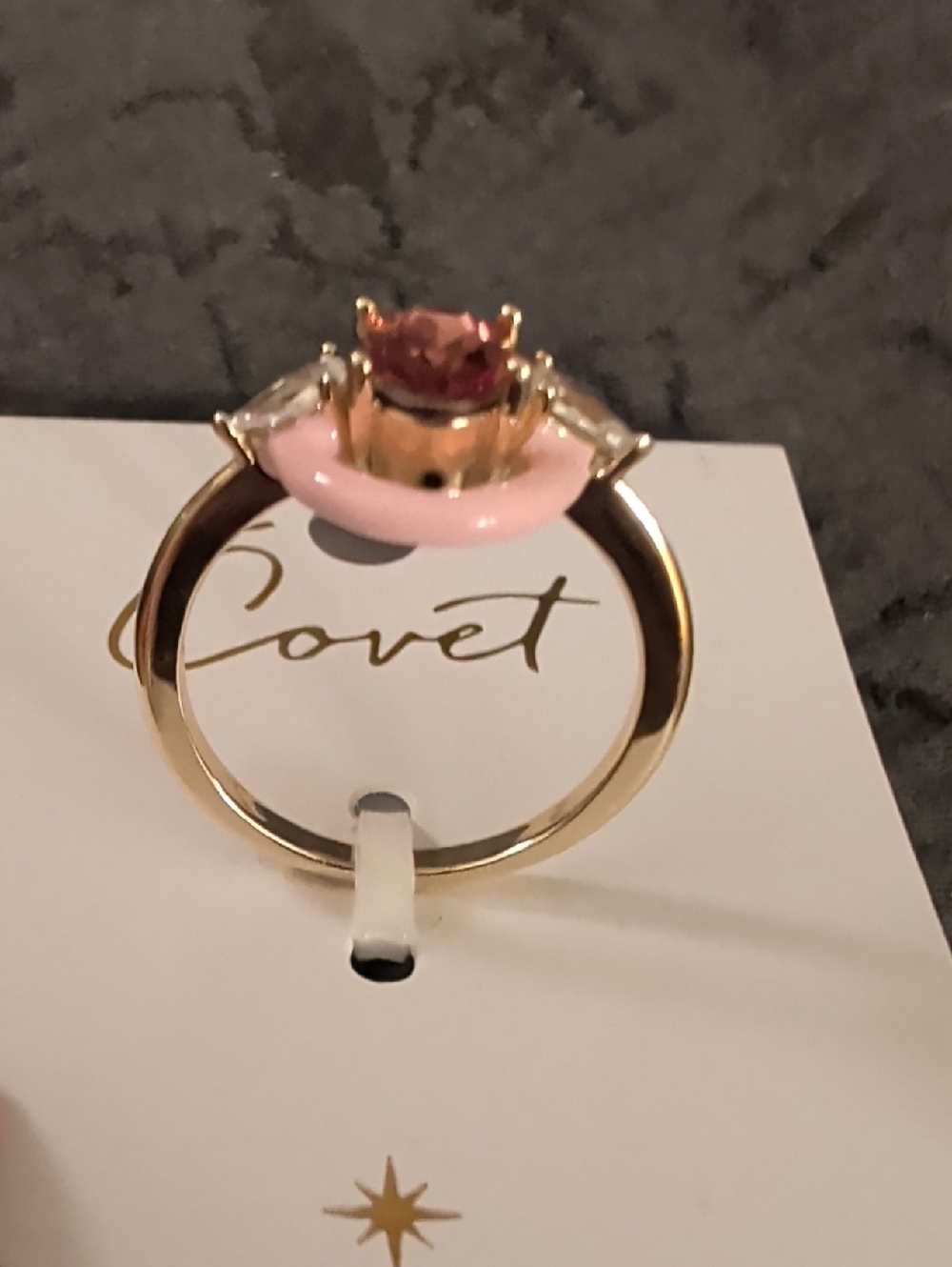 Covet Stacking Rings Lot; 7 Enameled Gold-toned w/ Colored Stones - Picture 5 of 14